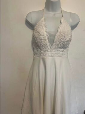 Speechless White Strapless Lace A-Line Dress